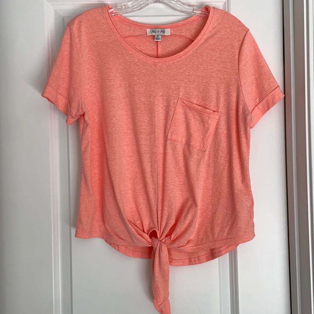 Coral Tie Tee w/Pocket